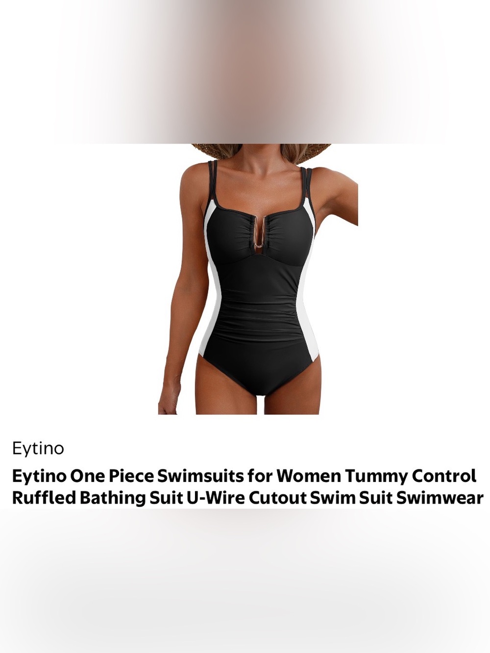 5/$30 EYTINO Black & White One-Piece Swim Suit with U-Wire Cutout XXL NWT